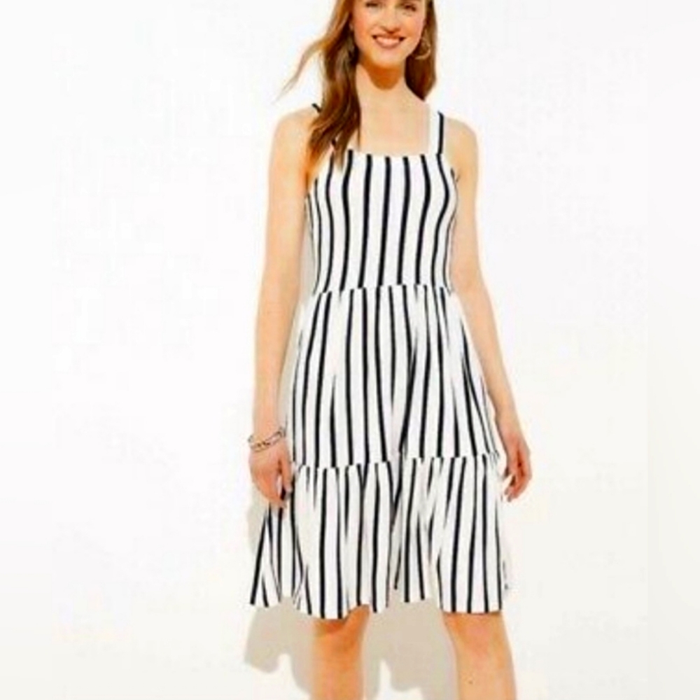 Loft Tiered Striped Dress